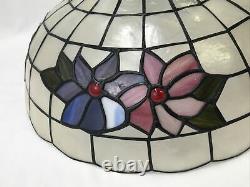 Vtg 18 Capiz Shell Lamp Shade Pink Blue Flowers Victorian Deco MCM Tiffany Styl