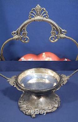 Vtg Antique Art Glass Brides Basket Mt Washington Webb Enameled Cased Victorian