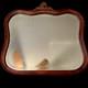 Vtg Antique Victorian 1900's Brown Oak Wood Scalloped Wavy Mirror Beveled Glass