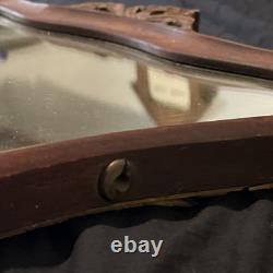 Vtg Antique Victorian 1900's Brown Oak Wood Scalloped Wavy Mirror Beveled Glass Vtg Antique Victorian 1900's Brown Oak Wood Scalloped Wavy Mirror Beveled Glass