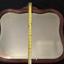 Vtg Antique Victorian 1900's Brown Oak Wood Scalloped Wavy Mirror Beveled Glass Vtg Antique Victorian 1900's Brown Oak Wood Scalloped Wavy Mirror Beveled Glass