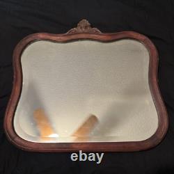 Vtg Antique Victorian 1900's Brown Oak Wood Scalloped Wavy Mirror Beveled Glass Vtg Antique Victorian 1900's Brown Oak Wood Scalloped Wavy Mirror Beveled Glass