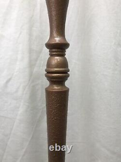 Vtg Art Deco Victorian Bridge Floor Lamp, Gold & Copper Paint, Tulip Glass Shade