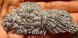 Vtg Coro Duette Signed Gem Coat Dress Dual Clip Brooch Rhinestone Crystal 3piece