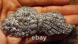 Vtg Coro Duette Signed Gem Coat Dress Dual Clip Brooch Rhinestone Crystal 3piece