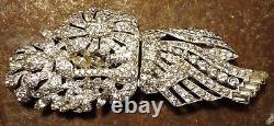 Vtg Coro Duette Signed Gem Coat Dress Dual Clip Brooch Rhinestone Crystal 3piece