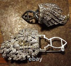 Vtg Coro Duette Signed Gem Coat Dress Dual Clip Brooch Rhinestone Crystal 3piece