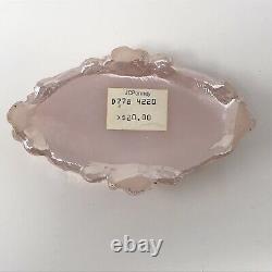 Vtg Fenton Pink Opalescent Pink Iridescent Vase w Porcelain Roses + Trinket Box
