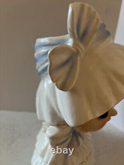 Vtg LARGE HTF 7.5in Norleans Pretty Lady Girl Head Vase VICTORIAN Ruffle BONNET