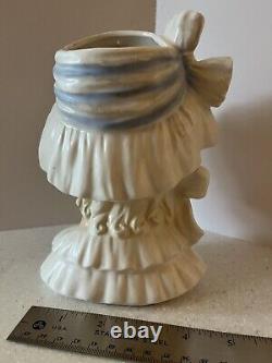 Vtg LARGE HTF 7.5in Norleans Pretty Lady Girl Head Vase VICTORIAN Ruffle BONNET