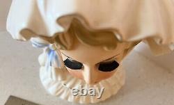 Vtg LARGE HTF 7.5in Norleans Pretty Lady Girl Head Vase VICTORIAN Ruffle BONNET