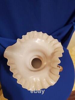 Vtg MCM 1940s Fenton Mellon Shaped Rose Pitcher. Pie Crust Rim Ptrn-rose Overlay