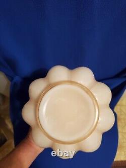 Vtg MCM 1940s Fenton Mellon Shaped Rose Pitcher. Pie Crust Rim Ptrn-rose Overlay