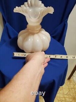 Vtg MCM 1940s Fenton Mellon Shaped Rose Pitcher. Pie Crust Rim Ptrn-rose Overlay