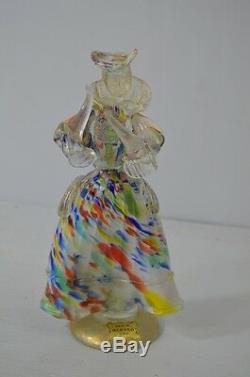 Vtg MURANO VICTORIAN Lady Figure Girl 9½ Art GLass Italy Woman DANCER Jester