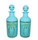 Vtg Portieux Vallerysthal Blue Opaline Glass Vanity Lotion Bottles France