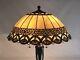 Vtg Stained Glass Lamp Shade Arts & Crafts Tiffany Style 19 Large Caramel Slag