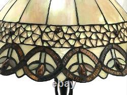 Vtg Stained Glass Lamp Shade Arts & Crafts Tiffany Style 19 Large Caramel Slag