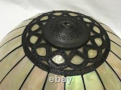 Vtg Stained Glass Lamp Shade Arts & Crafts Tiffany Style 19 Large Caramel Slag