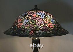 Vtg Stained Slag Glass Lamp Shade Arts & Crafts Deco Victorian, Floor or Hanging