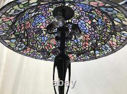 Vtg Stained Slag Glass Lamp Shade Arts & Crafts Deco Victorian, Floor or Hanging