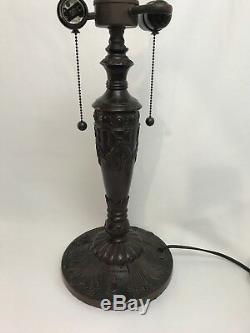 Vtg Victorian Art Deco Table Lamp FOR Stained Slag Glass Shade Bronze Tone Repro