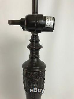Vtg Victorian Art Deco Table Lamp FOR Stained Slag Glass Shade Bronze Tone Repro