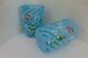 Vtg Victorian Art Glass Blue Opalescent Enamel Enameled Tumblers / Free Ship Us