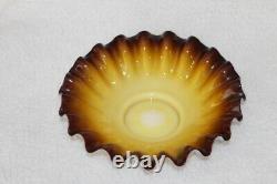 /Vtg Victorian Art Glass Bridesmaid Bowl Custard Ruffle Fluted Edge