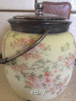 Vtg Victorian MOUNT/MT WASHINGTON CROWN MILANO Glass Biscuit Cookie Jar