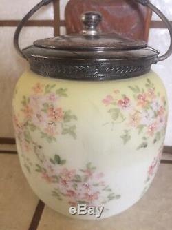 Vtg Victorian MOUNT/MT WASHINGTON CROWN MILANO Glass Biscuit Cookie Jar