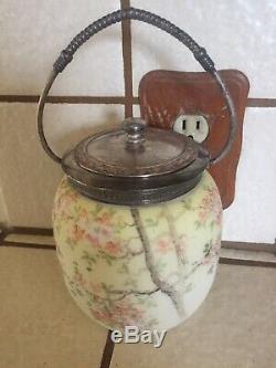 Vtg Victorian MOUNT/MT WASHINGTON CROWN MILANO Glass Biscuit Cookie Jar