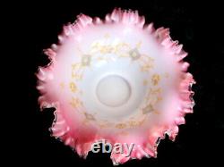 Vtg Victorian Pink Bride's Basket Ruffle 10 Bowl Fenton Hand Painted Hand Blown