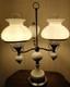 Vtglg Mcm Victorian Brass Double Arm Desk Lamp White 7 Pc. Hobnail Milkglass 075g