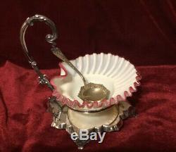 WEBB Antique Victorian Glass Basket Silver Plate Thomas White Holder 1860-91