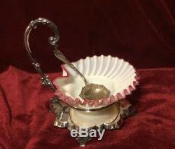 WEBB Antique Victorian Glass Basket Silver Plate Thomas White Holder 1860-91