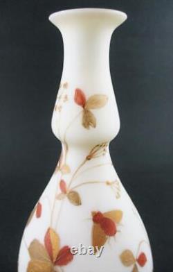 WEBB Antique WHITE Satin art glass VASE Gold & Copper BUMBLE BEE