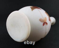 WEBB Antique WHITE Satin art glass VASE Gold & Copper BUMBLE BEE