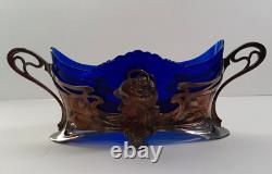 WMF Cobalt Blue Jardinier Center Piece 1895-1903-Silver Plated Art Nouveau