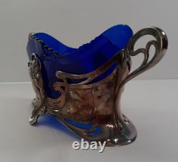 WMF Cobalt Blue Jardinier Center Piece 1895-1903-Silver Plated Art Nouveau