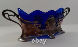 WMF Cobalt Blue Jardinier Center Piece 1895-1903-Silver Plated Art Nouveau