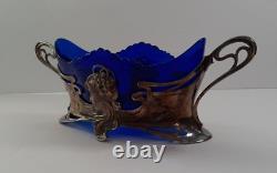 WMF Cobalt Blue Jardinier Center Piece 1895-1903-Silver Plated Art Nouveau