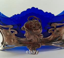 WMF Cobalt Blue Jardinier Center Piece 1895-1903-Silver Plated Art Nouveau