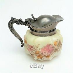 Wavecrest Syrup Pitcher with Silver Plated Handle and Lid Circa late 1800's