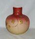 Webb Harrach Gold Decorated Satin Peach Blow 6 7/8 Art Glass Vase, Signed