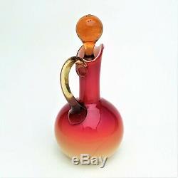 Wheeling Coral / Peach Blow Cruet by Hobbs Brockunier & Co