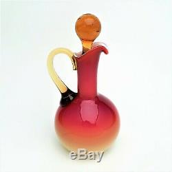 Wheeling Coral / Peach Blow Cruet by Hobbs Brockunier & Co