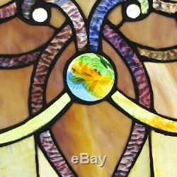 Window Panel Suncatcher Victorian Tiffany Style Framed Stained Glass Craftsman