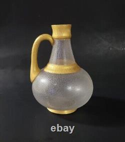 Wittman & Roth Hammered Glass Gold gilt Jug pitcher 1880s Scarce 8 tall