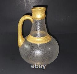 Wittman & Roth Hammered Glass Gold gilt Jug pitcher 1880s Scarce 8 tall